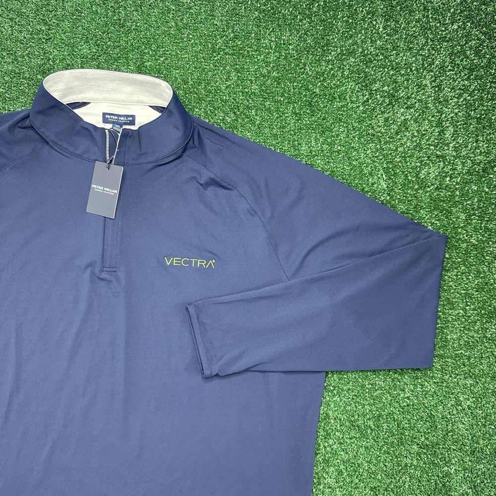 New Peter Millar Crown Crafter Men's 1/4 Zip Pullover Windbreaker 2XL Blue